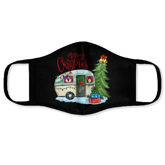 Merry Christmas Happy Camper Funny Camping Life Face Masks