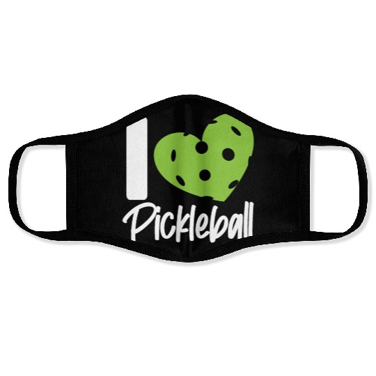 Pickleball Heart I Love Pickleball Face Masks