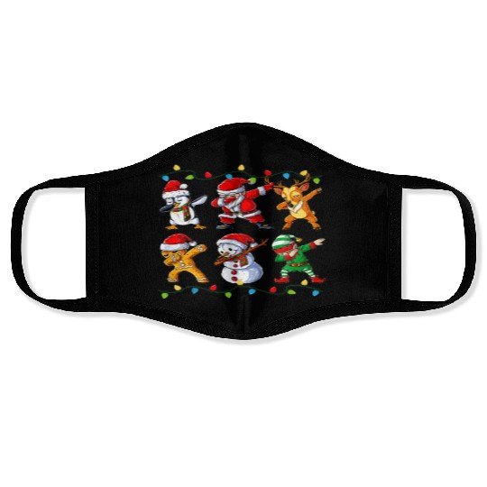 Dabbing Santa Elf Friends Christmas Boys Girls Men Face Masks