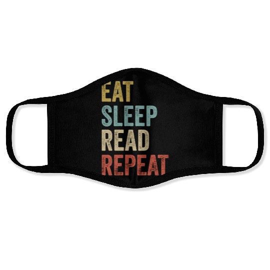 Eat Sleep Read Repeat Book Reader Face Masks