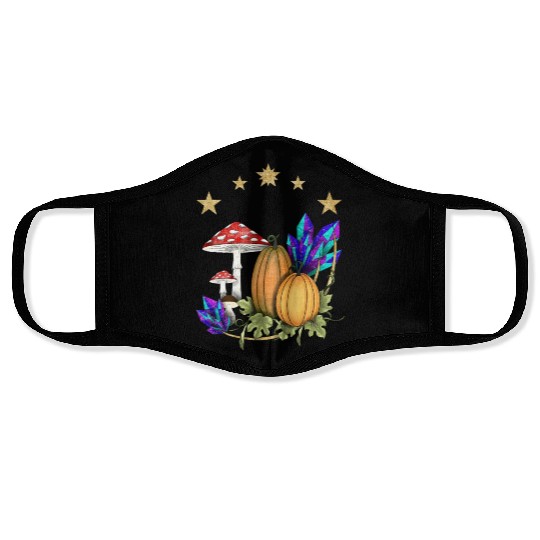 Pumpkins in magic forest Face Masks