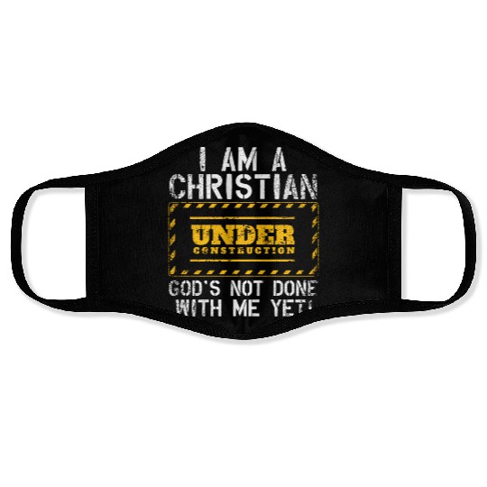 Funny Christian Under Construction Gift Catholic Face Masks
