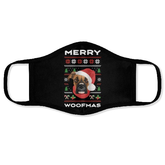 Boxer Merry Christmas Face Masks