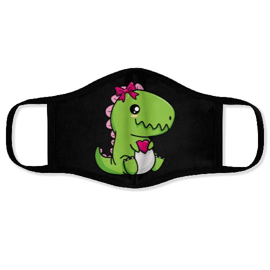 Big sister cute dino siblings boy girl heart love Face Masks