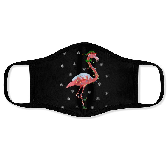 Flamingo Lover Xmas Gift Santa Hat Elf Flamingo Face Masks