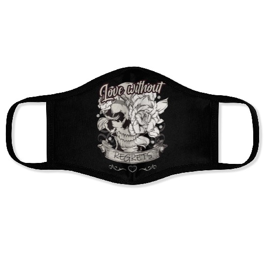 Love With No Regrets Skull With Roses Gift Face Masks