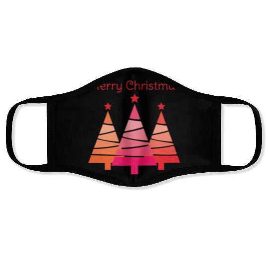 Minimalist Merry Christmas Pines Face Masks