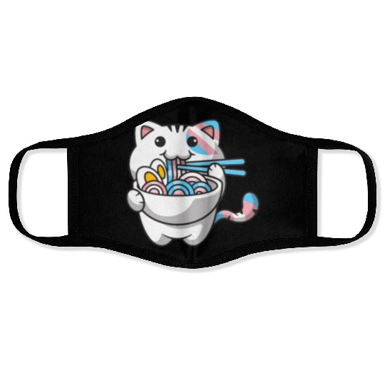 Transgender Pride Kawaii Cat Ramen Noodles Trans F Face Masks