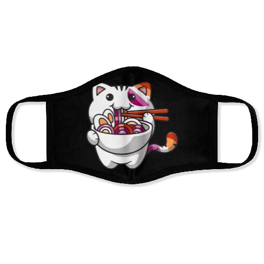 Lesbian Pride Gay Kawaii Cat Ramen Noodles Lesbian Face Masks