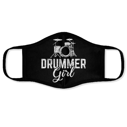 Cool Drummer Girl Rock Music Player Musician Percu Face Masks