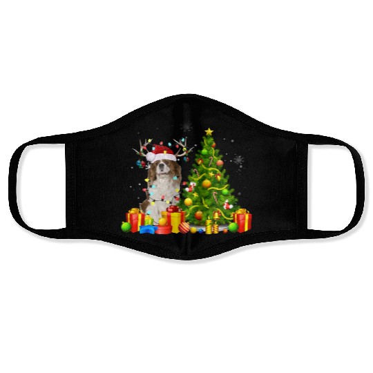 Cavalier King Charles Spaniel Christmas Dog Lover Face Masks