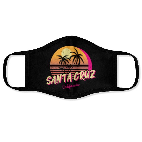 Retro Santa Cruz California Face Masks