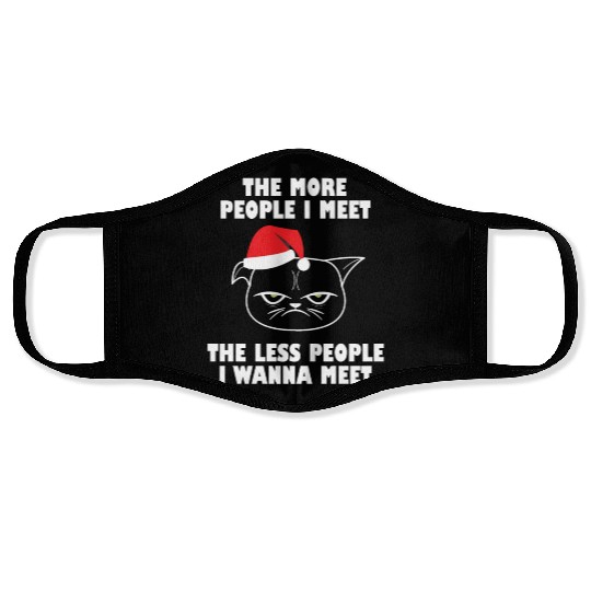 I hate People funny cat christmas gift idea Face Masks