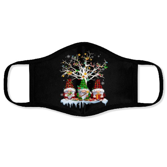 Gnomes Merry Christmas Light Family Gnome Xmas Face Masks