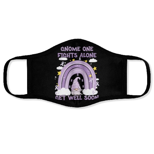 Gnome One Fights Alone Lavender | Fight The Cancer Face Masks
