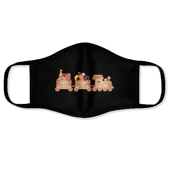 magical gingerbread train for Christmas Face Masks