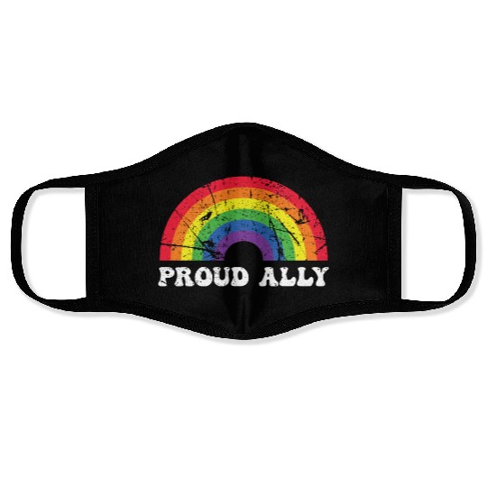 Proud Ally Lgbt Ally Rainbow Pride Month Gay Face Masks