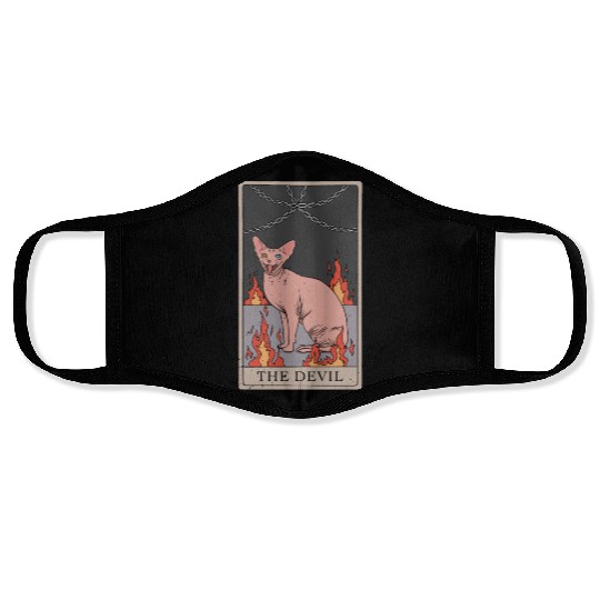 Hairless Cat Devil Tarot Card Design Face Masks