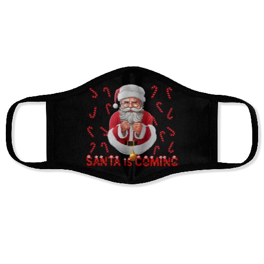 Christmas is coming Santa candy cane Face Masks