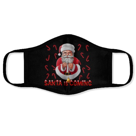 Christmas is coming Santa candy cane Face Masks