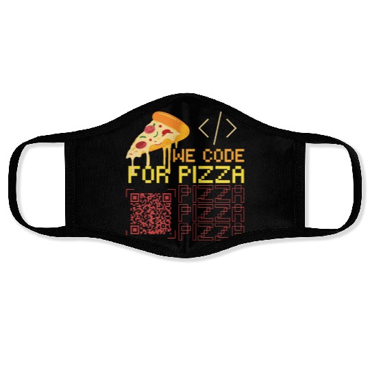 We Code For Pizza | Software Developer Meme Face Masks