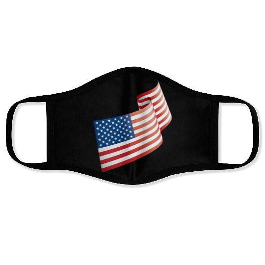 USA Flag In The Wind Face Masks
