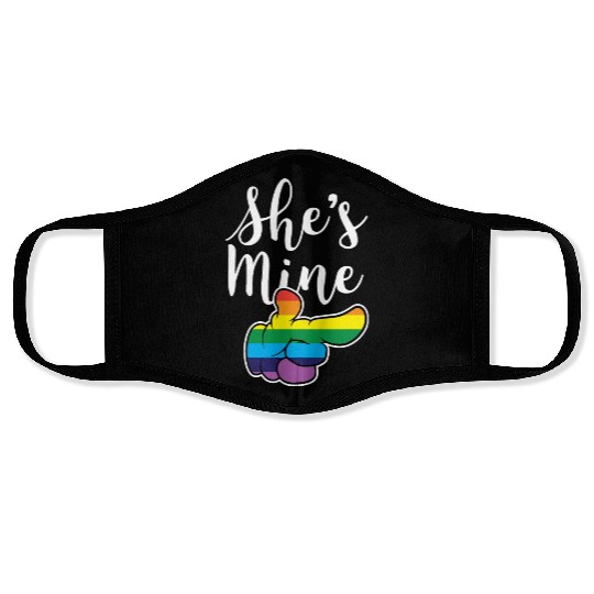 Matching Lesbian Couple She's Mine Part2 Face Masks