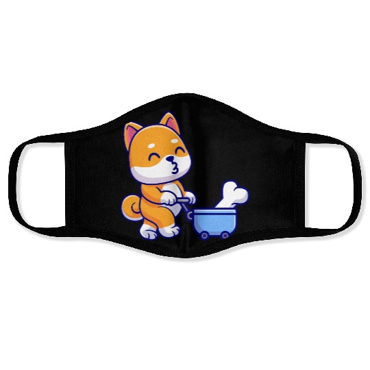 Cute Shiba Inu Dog Shopping Face Masks