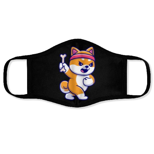 Cute Shiba Inu dog In gym Face Masks