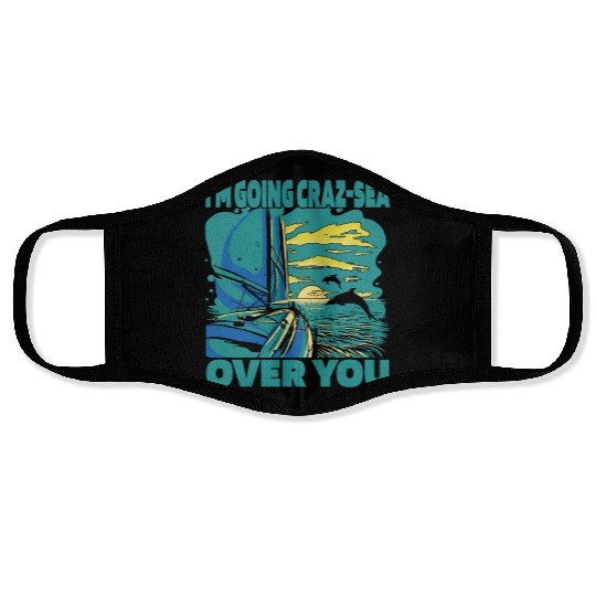 Sailing Sailor Dolphin Sunset Sailors Face Masks