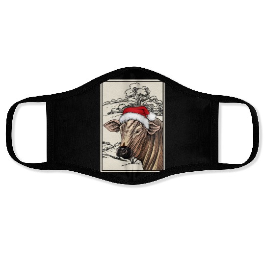 Christmas Cow Farming Xmas Animal Face Masks