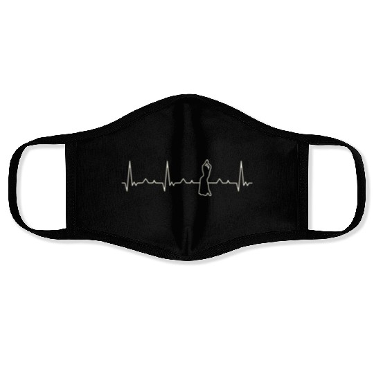 Belly Dancing Woman. Heart. Love. EKG. Pulse. Face Masks