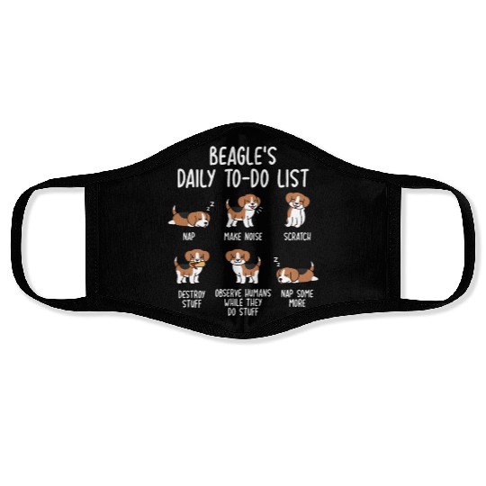 Beagle Daily To Do List Face Masks
