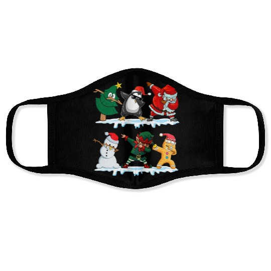 Dabbing Santa Elf Friends Funny Christmas Dabs Face Masks