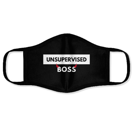 UNSUPERVISED BOSS FUNNY CUTE DESIGN Face Masks