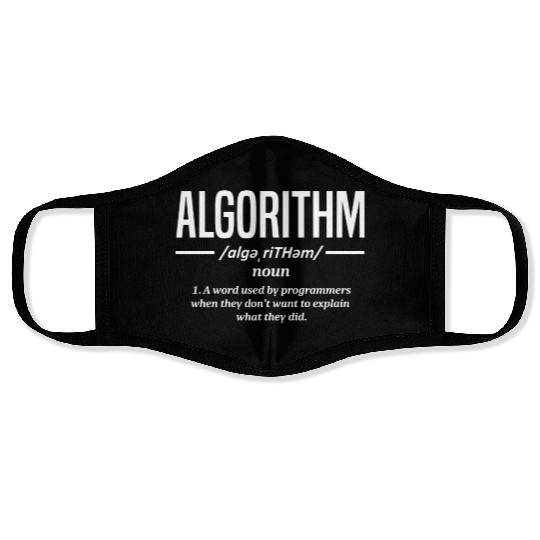 Algorithm Programmer, Coding, Coder Face Masks