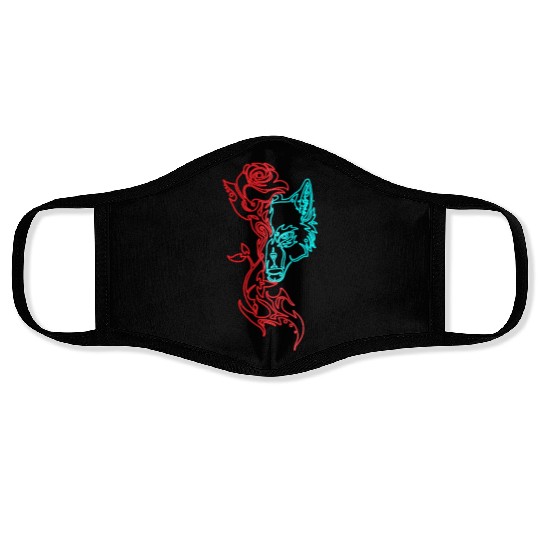 Wolf and Rose Face Masks