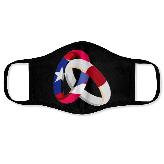 Puerto Rico Flag Japan Grown Ring Marriage Wedding Face Masks