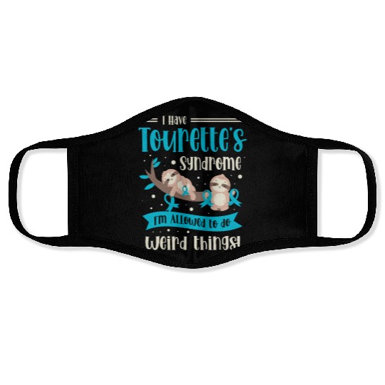 I Have Tourette's Syndrome Teal Ribbon Disability Face Masks