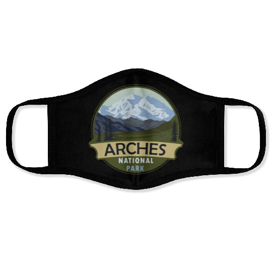 Cool Vintage Retro Arches National Park Mountain Face Masks