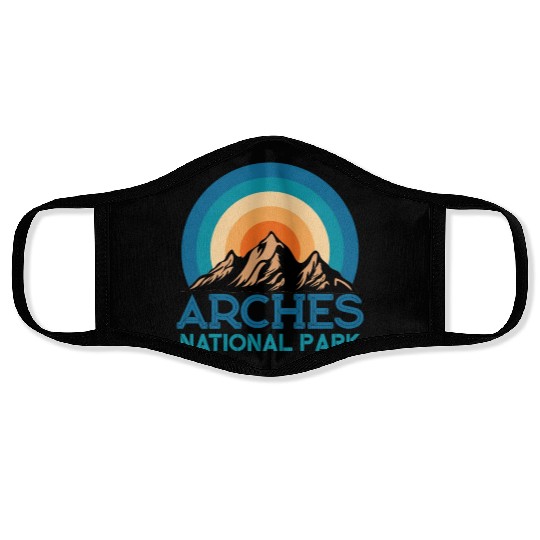 Cool Vintage Retro Arches National Park Mountain Face Masks