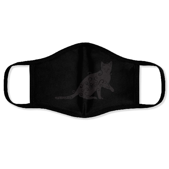 Black magic Cat desk mat , black cat holding on Face Masks