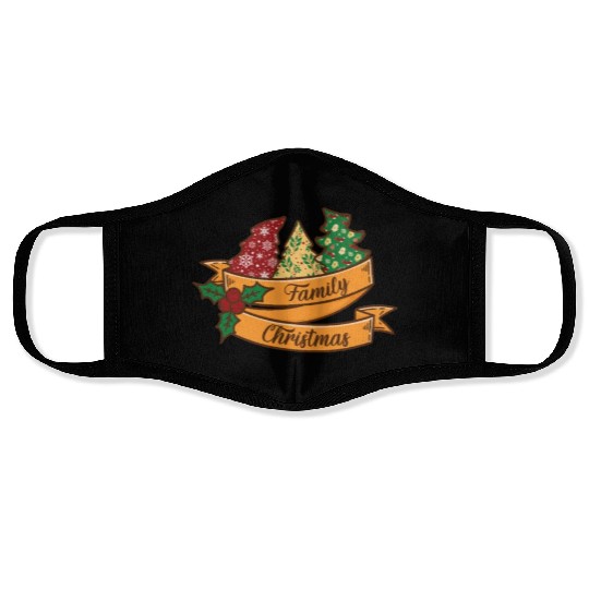 Xmas Family Christmas Mistletoe Fir Tree Face Masks