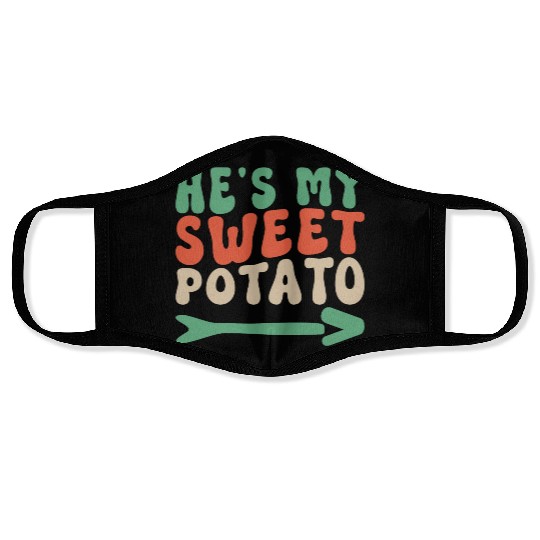 Groovy He's My Sweet Potato Couple's Matching Face Masks