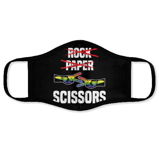 Womens Rock Paper Scissors Funny Lgbt Pride Face Masks
