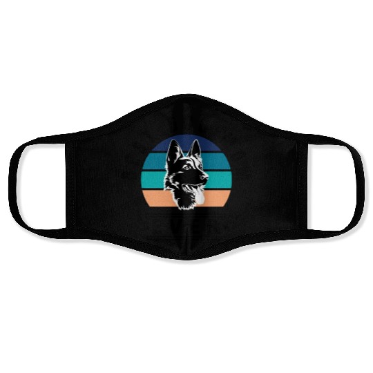 Best dog mom ever retro vintage sunset Face Masks