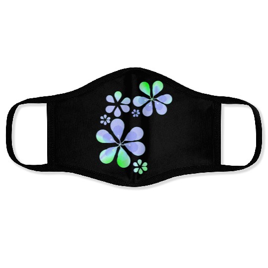 purple flowers pattern shape green Face Masks