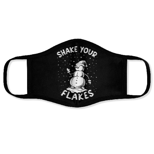 Shake your Flakes Funny Snowman Winter Vintage Face Masks