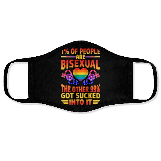 Bisexual Pride Bi LGBTQ Bisexuality Queer Rainbow Face Masks
