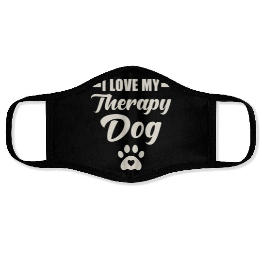 I Love My Therapy Dog Face Masks